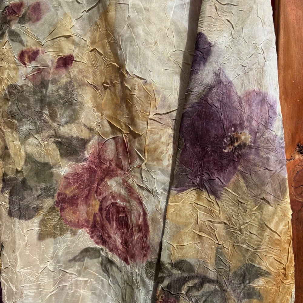 Vintage 90s Crinkle Chiffon Floral Ethereal Whimsigoth Oversize Button Up Blouse - Picture 6 of 15